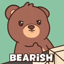 a cartoon bear with the word bearish written on it
