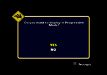 a video game screen asking if you want to play in progressive mode