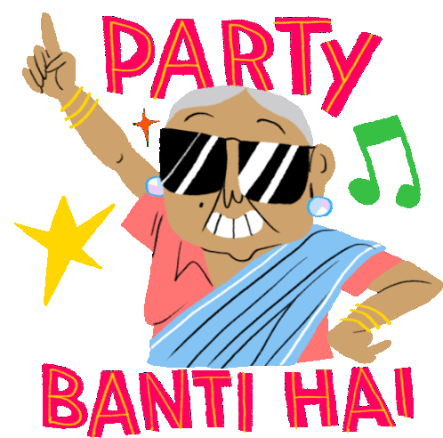 Grandma Sayinh Party Banti Hai Sticker - Modern Parivar Party Banti Hai Stickers