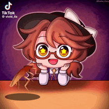 a cartoon of a girl with glasses and a cockroach with tiktok written on the bottom