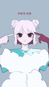 a drawing of a girl with a red heart on her hand