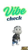 a cartoon character is standing in front of a vibe check logo