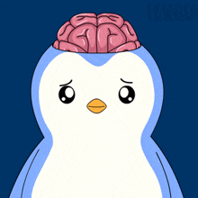 a penguin with a question mark above its head