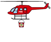 a red helicopter with the word fire on the side