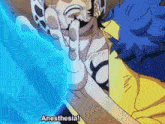 a man in a yellow shirt says anesthesia in a cartoon