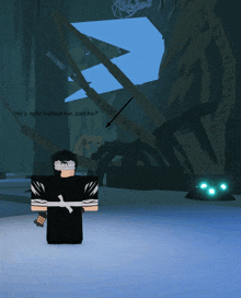 a screenshot of a video game with the words he 's right behind me isn 't he