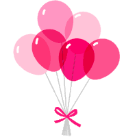 a bunch of pink balloons tied together with a bow