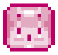 a pixel art illustration of a pink square with a white border