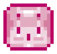 a pixel art illustration of a pink square with a white border