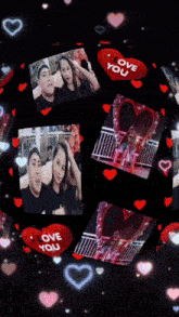 a collage of pictures with hearts and the words " i love you "
