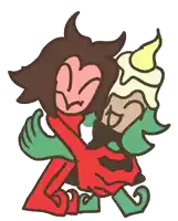 a cartoon drawing of a person carrying another person in their arms