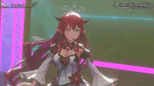 a video game character with red hair and horns is titled #devilwearshope