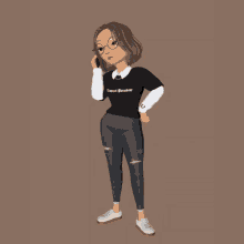 a cartoon girl wearing a black shirt that says tropical breaker on it