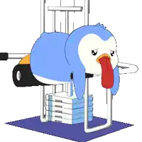 a cartoon of a penguin with its tongue out