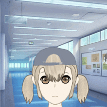a drawing of a girl in a hallway with a sign that says exit