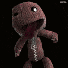 a stuffed animal with a pink tongue sticking out is dancing