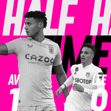 a soccer player in a white shirt with cazoo on it