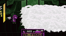 a screenshot of a video game with susie 's hp displayed