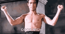 Bruce Lee Flex GIF - Bruce Lee Flex Good Night GIFs