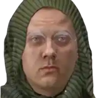 a woman wearing a green scarf around her head