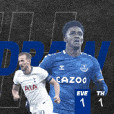 a man in a white aia jersey runs next to another man in a blue cazoo jersey