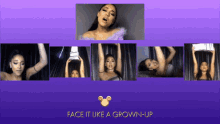 Face It Like A Grown Up Ariana Grande GIF - Face It Like A Grown Up Ariana Grande Disney Family Singalong GIFs