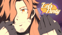 a cartoon of a man with the words let 's party behind him