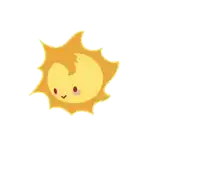 a cartoon illustration of a sun with two red spots on its face