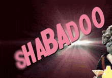 the word shabadoo is displayed in pink letters