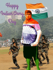 Happy Indian Army Day Flag GIF - Happy Indian Army Day Flag Gun GIFs
