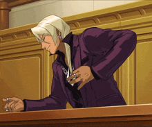 a cartoon of a man in a purple suit giving a thumbs up