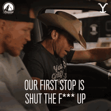 Our First Stop Is Shut The Fuck Up Travis GIF - Our First Stop Is Shut The Fuck Up Travis Yellowstone GIFs