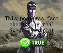 a drawing of a man with a check mark next to a button that says true