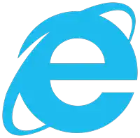 a blue circle with the letter e inside