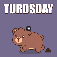 a cartoon of a teddy bear with turdsday written on the top