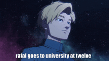 rafael goes to university at twelve written on a poster