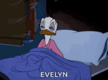 donald duck sleepy bed tired good night evelyn