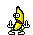 a pixel art drawing of a banana with arms and legs