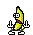 a pixel art drawing of a banana with arms and legs