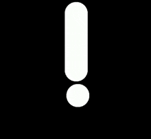 a white exclamation point with a white circle around it on a black background .