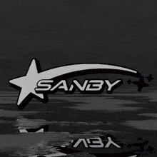 a black and white logo that says sandy