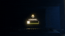 a loading screen is displayed on a keyboard