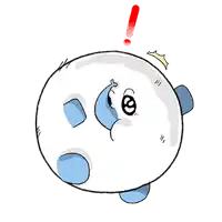 a cartoon character with a surprised look on his face and an exclamation point above his head