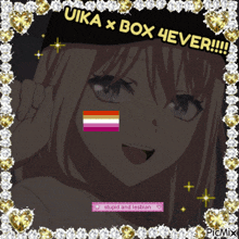 a picture of a girl with an asexual flag on her face and the words " uka x box 4ever "