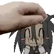 a pixel art of a person petting a cartoon character .