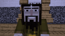 a minecraft character with a beard and a crown