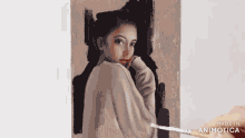 a painting of a woman with the words made in animatica on the bottom