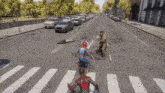 a video game shows a man in a spiderman suit fighting another man in a spiderman costume