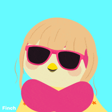 an illustration of a girl wearing sunglasses and the words " shiny summer "
