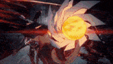 a video game character is being attacked by a monster with a yellow ball in its mouth